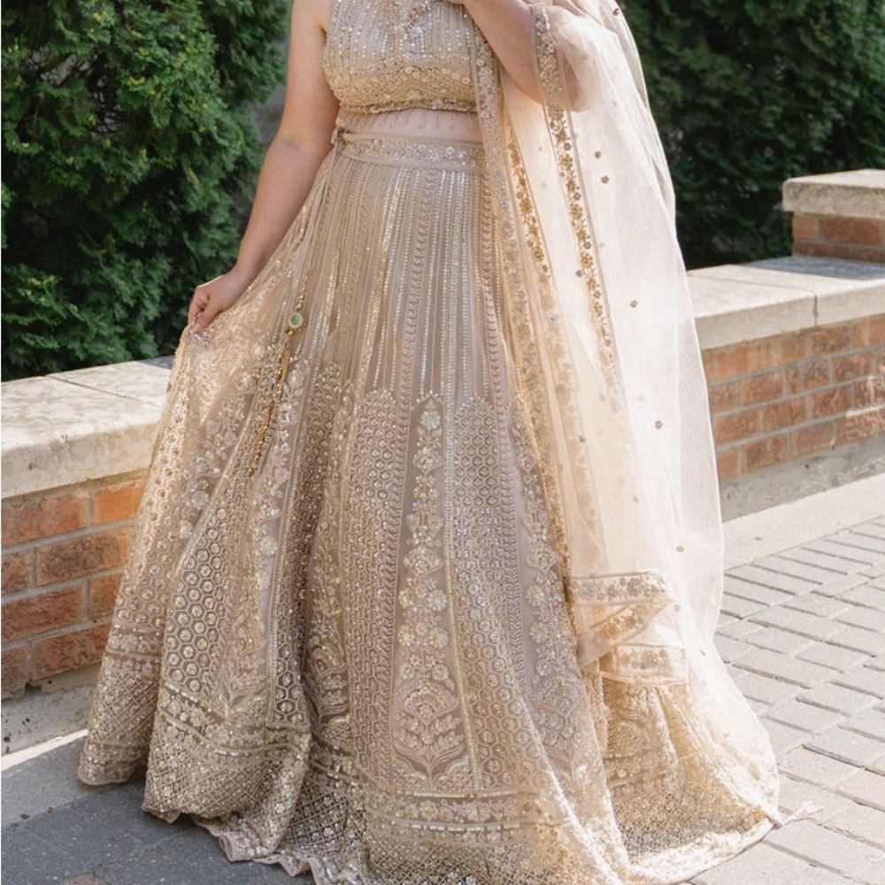 Elegant Gold Embroidered Lehenga